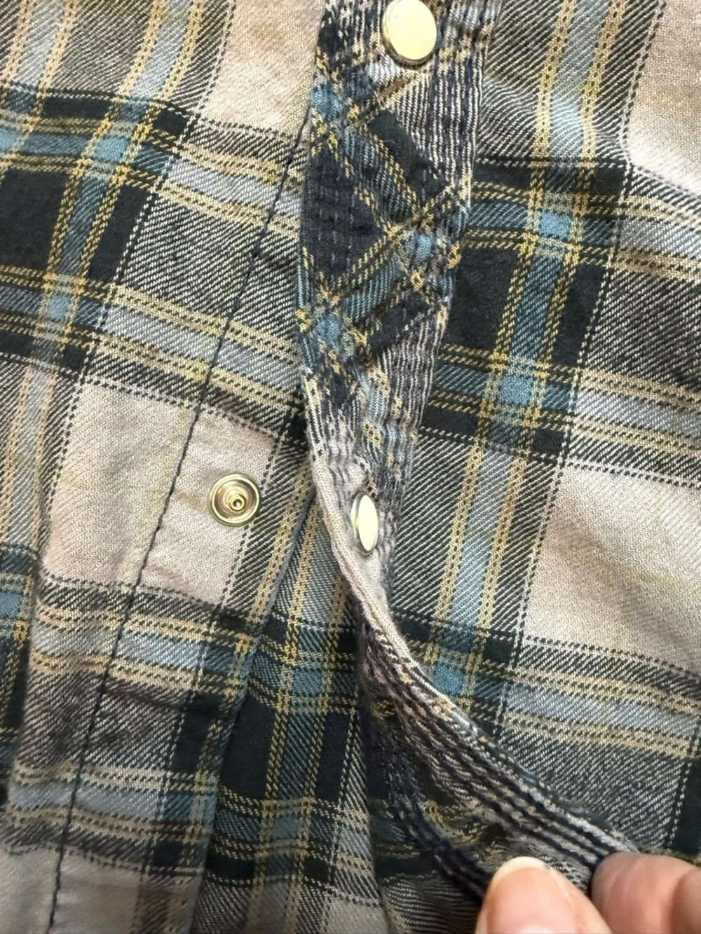 True Religion Pearl Snap Flannel Shirt Plaid Western Mens L